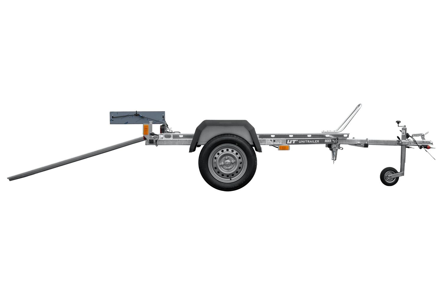 Przyczepa motocyklowa Unitrailer Rider 1 – lekka przyczepka do transportu motocykla, wynajem Wrocław Rent2Ride – miniatura 4