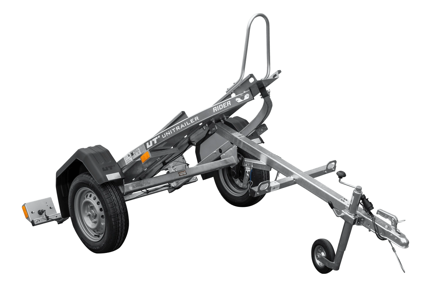 Przyczepa motocyklowa Unitrailer Rider 1 – lekka przyczepka do transportu motocykla, wynajem Wrocław Rent2Ride